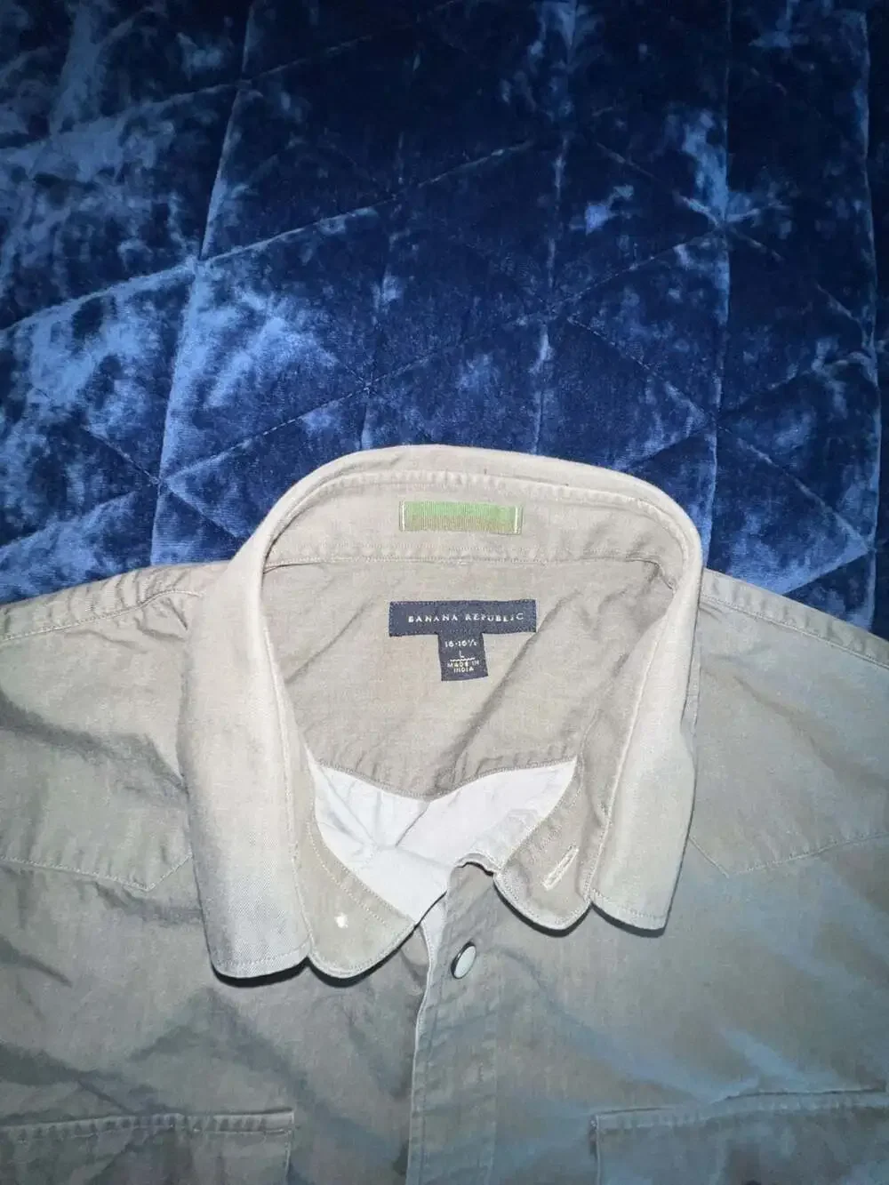 Banana Republic Mens Olive Green Long Sleeve Button-Down Western Style Shirt